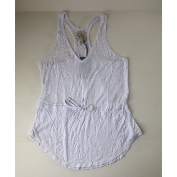 NWT CHASER Basic White V-Neck Waist Tie Racerback Comfy Tank Top Size Medium - Picture 2 of 7